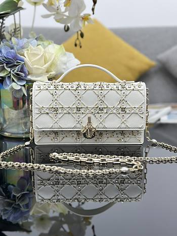 Colestore Dior Or My Dior Mini Bag Latte Cannage Calfskin Embroidered with Gold-Tone Sequins 21 x 11.5 x 4 cm