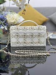 Colestore Dior Or My Dior Mini Bag Latte Cannage Calfskin Embroidered with Gold-Tone Sequins 21 x 11.5 x 4 cm - 6