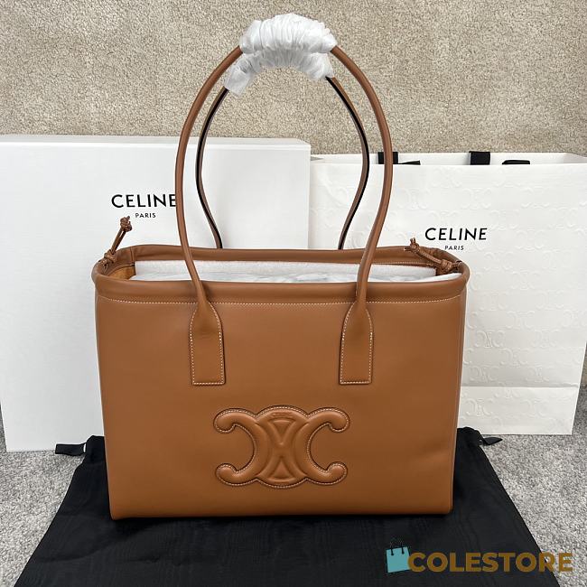 Colestore Celine Cabas Anais Triomphe in Grained calfskin in Brown 44x28x18cm - 1