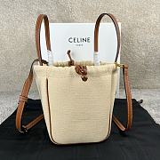 Colestore Celine Cabas Drawstring Cuir Triomphe In Textile And Calfskin Natural 22x17x15cm - 4