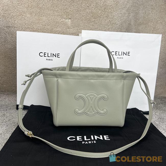 Colestore Celine Cabas Triomphe Small Green Drawstring Bag 22x17x15cm - 1