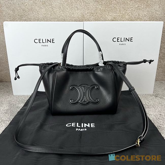 Colestore Celine Cabas Triomphe Small Black Drawstring Bag 22x17x15cm - 1