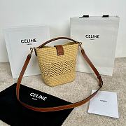 Colestore Celine Small Louise Bucket In Raffia And Calfskin 16X19X12cm - 3