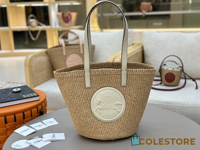 Colestore Chloe Large Horse Medal Basket In Natural Fibres Deep Ivory 46x27x30cm - 1