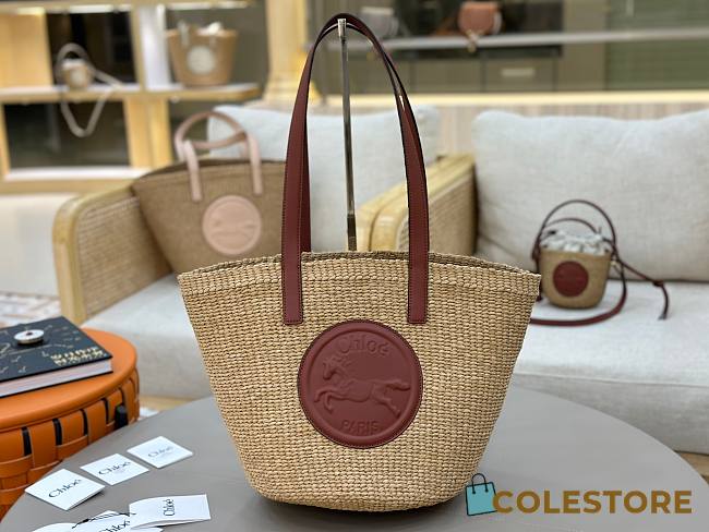 Colestore Chloe Large Horse Medal Basket In Natural Fibres Sepia Brown 46x27x30cm - 1
