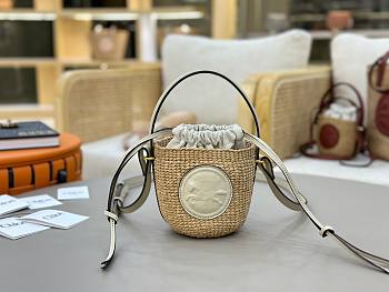 Colestore Chloe Mini Horse Medal Basket Bag In Deep Ivory 14x12.5x14cm