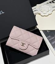 Colestore Chanel Classic Card Holder Grained Shiny Calfskin & Gold Light Pink 7.5x11.2cm - 1