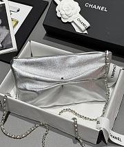 Colestore Chanel Clutch with Chain Metallic Lambskin, Imitation Pearl & Gold-Tone Metal Silver 14X24x5cm - 5
