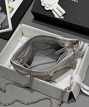 Colestore Chanel Clutch with Chain Metallic Lambskin, Imitation Pearl & Gold-Tone Metal Silver 14X24x5cm - 3
