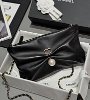Colestore Chanel Clutch with Chain Metallic Lambskin, Imitation Pearl & Gold-Tone Metal Black 14X24x5cm - 1
