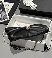 Colestore Chanel Clutch with Chain Metallic Lambskin, Imitation Pearl & Gold-Tone Metal Black 14X24x5cm - 4