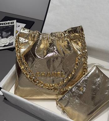 Colestore Chanel 22 Mini Handbag Metallic Calfskin & Gold Metal Light Gold 20 x 19 x 6cm
