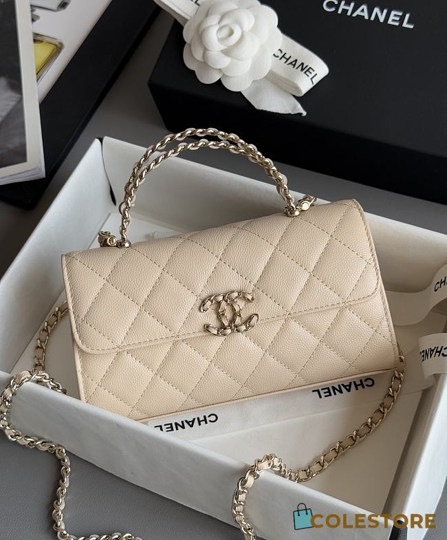Colestore Chanel 25S Cross Handle Kelly Chain Bag Beige 18x10x4.5cm - 1