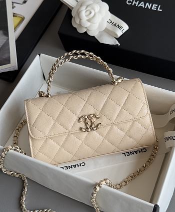Colestore Chanel 25S Cross Handle Kelly Chain Bag Beige 18x10x4.5cm