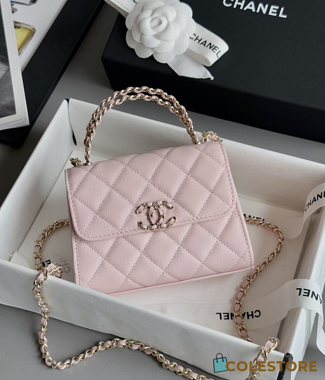 Colestore Chanel 25S Cross Handle Kelly Chain Bag Pink 11.5x14.5x5.5cm - 1