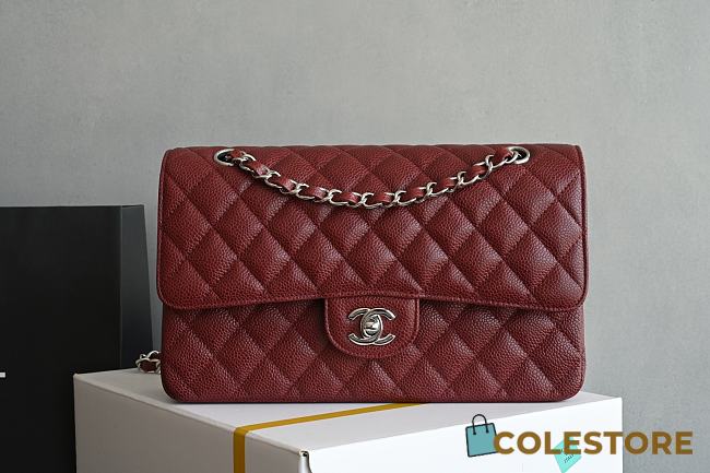 Colestore Chanel CF25 Classic Flap bag Red Sliver Hardware 25x15.5x6cm - 1