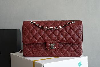 Colestore Chanel CF25 Classic Flap bag Red Sliver Hardware 25x15.5x6cm