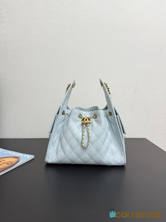 Colestore Chanel 25 Small Handbag Grained Calfskin & Gold-Tone Metal Blue 30x26x14cm - 1