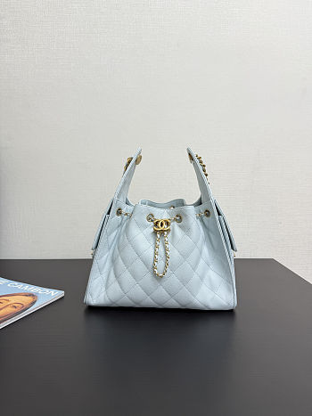 Colestore Chanel 25 Small Handbag Grained Calfskin & Gold-Tone Metal Blue 30x26x14cm