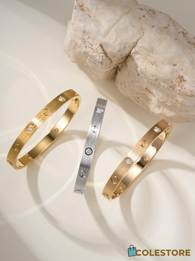 Colestore Cartier Love Bracelet 4 Diamonds Gold/Sliver/Rose Gold - 1