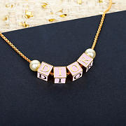 Colestore Dior D-Dice Necklace Gold-Finish Metal with Pale Pink Lacquer and White Resin Pearls - 4