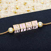 Colestore Dior D-Dice Necklace Gold-Finish Metal with Pale Pink Lacquer and White Resin Pearls - 2