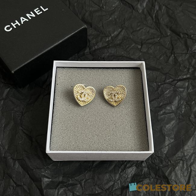 Colestore Chanel Heart CC Logo Earrings - 1