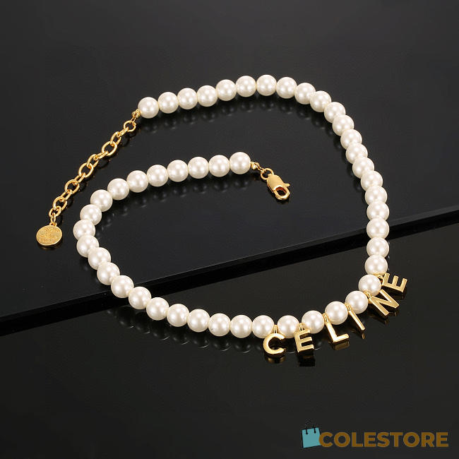 Colestore Celine Gold Celine Paris In Brass Pearl Bracelet - 1