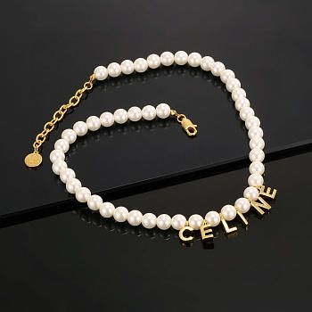 Colestore Celine Gold Celine Paris In Brass Pearl Bracelet