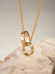 Colestore Cartier Double Rings Love Pendant Necklace Gold/Rose Gold/Sliver - 6