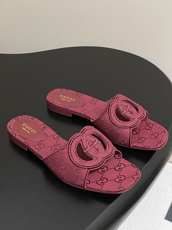 Colestore Gucci Women's Interlocking G Slide Sandal Rosso Ancora