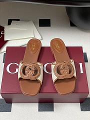 Colestore Gucci Women's Interlocking G Slide Sandal Brown Leather - 5