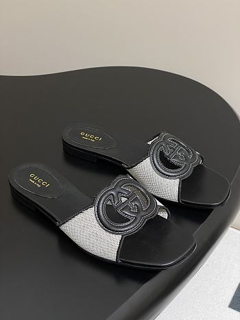 Colestore Gucci Women's Interlocking G Slide Sandal Black Leather