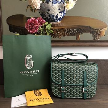 Colestore Goyard Belvedere Messenger Goyardine MM Green 28x20x7.5cm