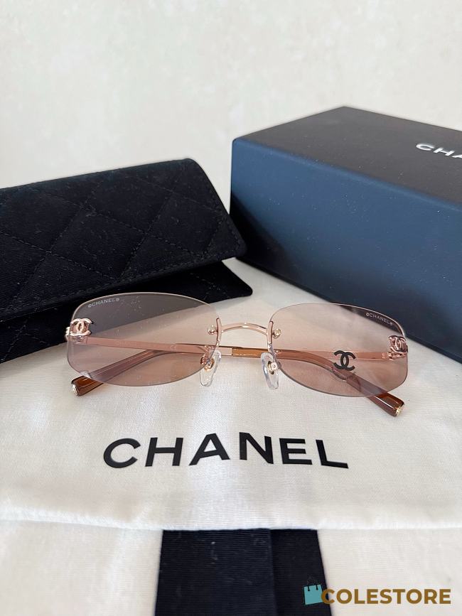 Colestore Chanel Rimless CC Logo Slim Pink Sunglasses - 1