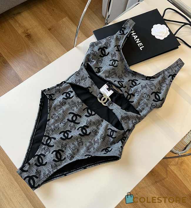 Colestore Chanel One Piece Swimwear Gray - 1