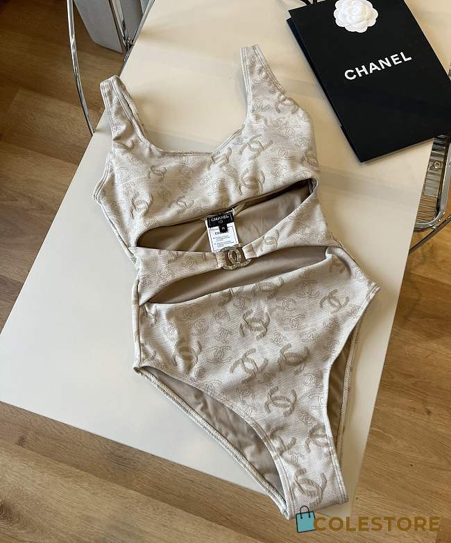 Colestore Chanel One Piece Swimwear Beige - 1
