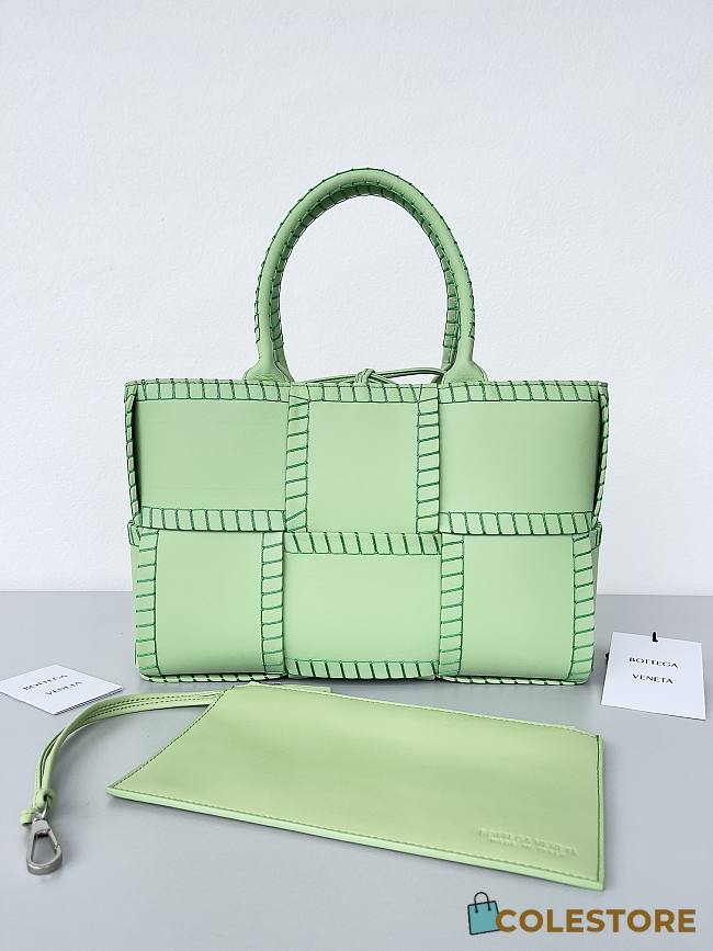  Colestore Bottega Veneta Arco Small Intrecciato Leather Tote Bag in Green 30x20x11.5cm - 1
