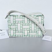 Colestore Bottega Veneta Overlock Stitched Cassette Bag in White Green 23x15x5.5cm - 1