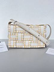 Colestore Bottega Veneta Overlock Stitched Cassette Bag in White Yellow 23x15x5.5cm - 1