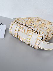 Colestore Bottega Veneta Overlock Stitched Cassette Bag in White Yellow 23x15x5.5cm - 6