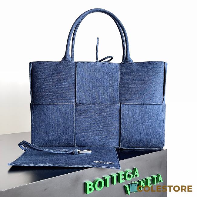 Colestore Bottega Veneta Small Intreccio Denim Arco Tote Bag 28x14x24.5cm - 1