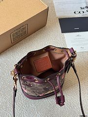 Colestore Coach Mini Bucket Bag In Signature Canvas With Cherry Print 17x14x19cm - 2
