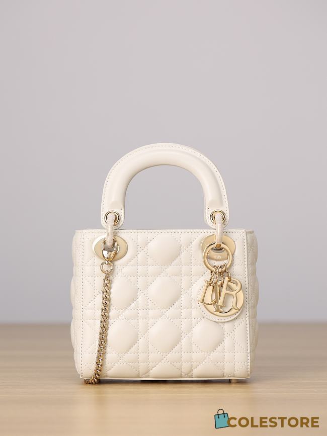 Colestore Dior Mini Lady Dior Bag Latte Cannage Lambskin 17 x 15 x 7 cm - 1