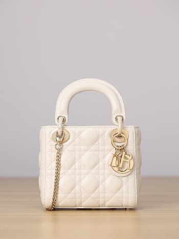 Colestore Dior Mini Lady Dior Bag Latte Cannage Lambskin 17 x 15 x 7 cm