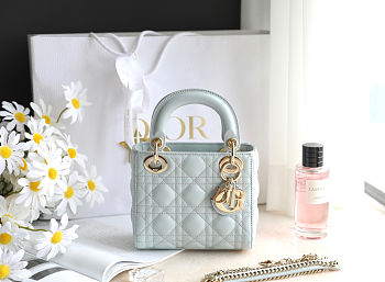 Colestore Dior Mini Lady Dior Bag Pistachio Green Cannage Lambskin 17 x 15 x 7 cm