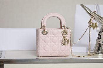 Colestore Dior Mini Lady Dior Bag Blush Pink Cannage Lambskin 17 x 15 x 7 cm