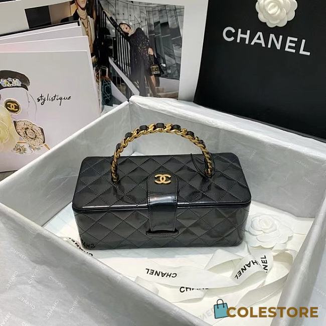 Colestore Chanel Vintage Cosmetic Bag Black 22x10x8.5cm - 1