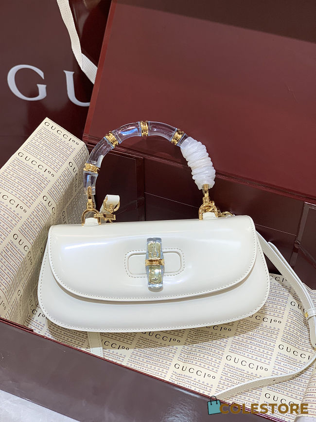 Colestore Gucci Bamboo Diva White Medium Bag 26.6x13x8 cm - 1