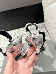 Colestore Balenciaga Double B Buckle Pointed Toe Sandals Flats Slingback Sliver - 6